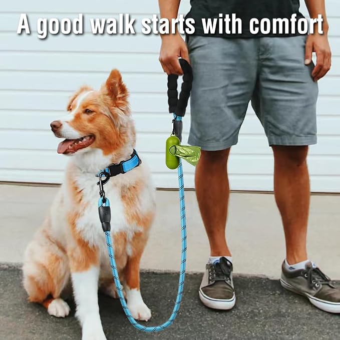COOYOO Dog Leash 6 FT Heavy Duty - Comfortable Padded Handle - 1/2 inch Reflective Dog Leash for Medium Large Dogs with Poo Bag Dispenser - Image 3