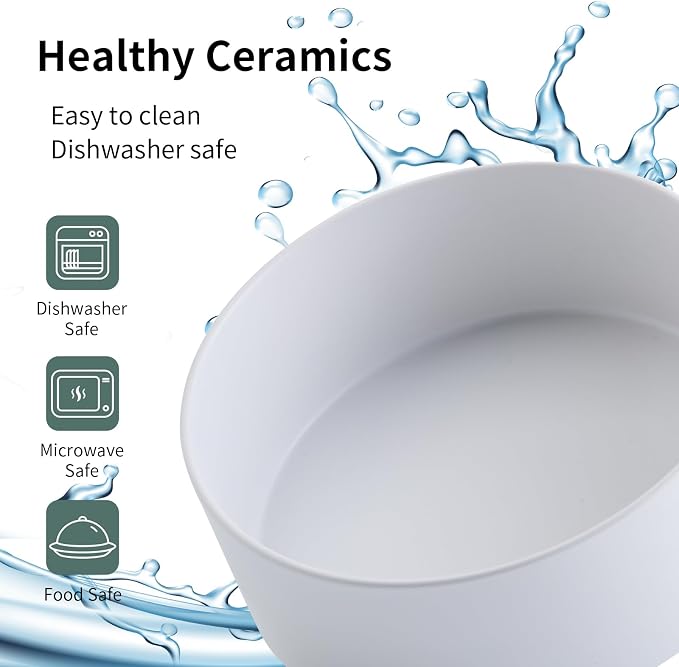 White Raised/Elevated Ceramic Dog Bowl for Small Medium Sized Breeds,Dog Food Water Bowl with Stand,6 in Non Slip Heavy Pet Feeding Dish 3.6 Cups/ 850 ml /28 OZ - Image 5