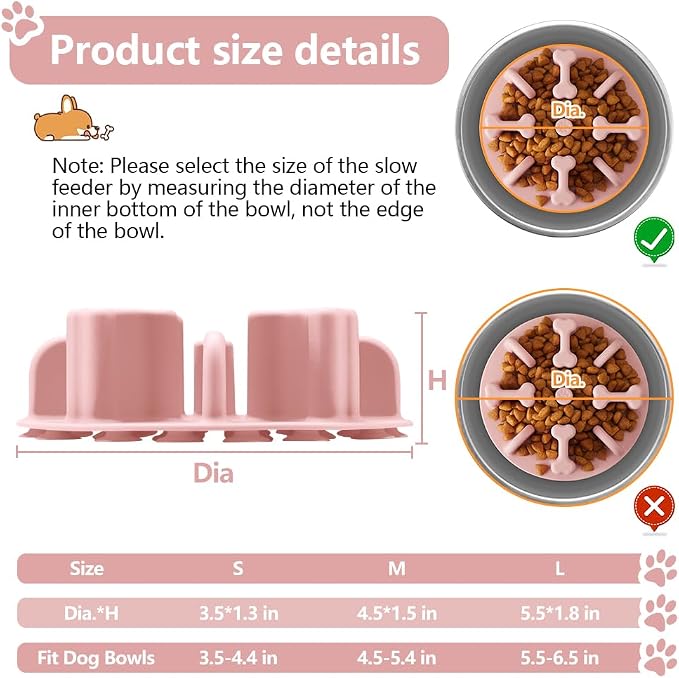 Slow Feeder Dog Bowls Insert, Animire Soft Silicone Anti-Choking Puzzle Anti-Slip Slow Down Eating Feeder Insert, Compatible with Regular Elevated Dog Bowls - Image 5