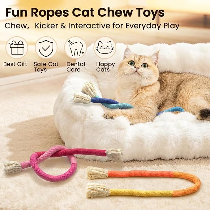 Retro Shaw Catnip Cat Toys Chew Ropes, for Indoor Cats Chew Kicker, 23.6" | Natural Catnip, Durable Safe Teeth Cleaning Chew Toy String, Kitten Nip Kitty Kicking, Interactive Fun, 3 Pack - Image 9