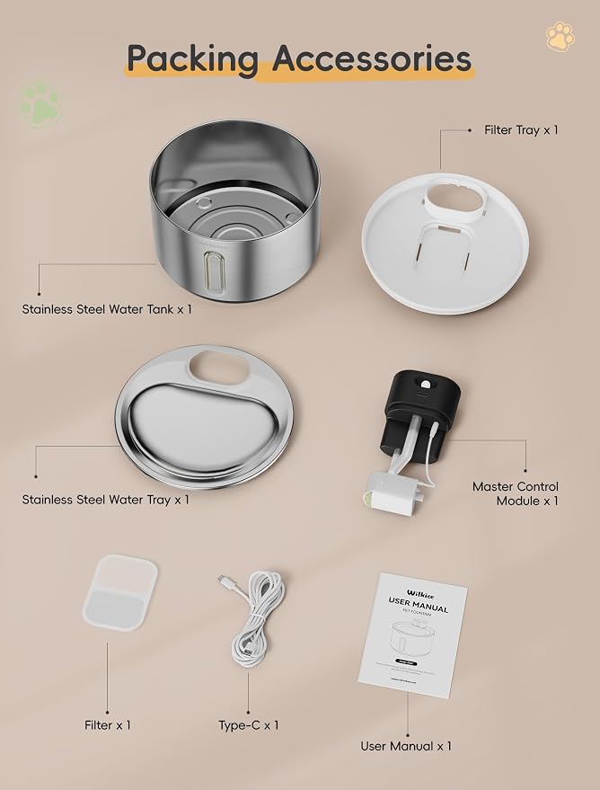 Stainless Steel Cat Water Fountain, Cordless Fountain for Cat & Dogs Indoor | 135fl.oz/4L Capacity, 4000mAh Battery, ultra-quiet - Image 8