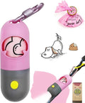 YUCHIYA Dog Poop Bag Holder Dispenser with LED Flashlight(Pink) | 100ft Ultra-Bright LED|Glow-in-the-Dark Avacado Clip|Metal Carabiner&Silicone Tether|15 Leak-Proof Scented Waste Bags by YUCHIYA
