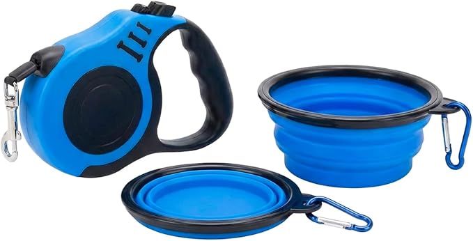 PETIMP Retractable Dog Leash Lightweight 16FT Leash Set | with Folding Bowl,Dispenser,Rubbish Bags, for Small Medium Dogs(Blue) - Image 7