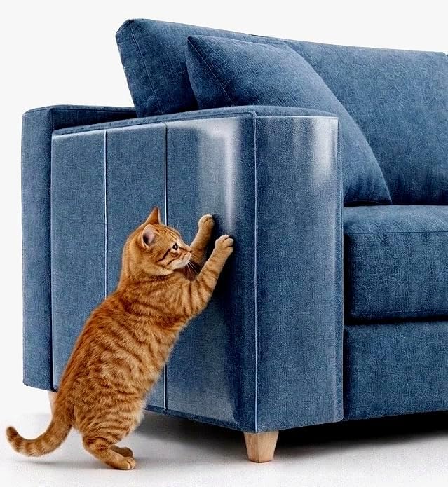 FTSTC Anti Cat Scratch Furniture Protector, 12-Pack, Furniture Protectors from Cats Scratching, Heavy Duty Self-Adhesive Couch Protector for Cats, Transparent Scratch Deterrent for Door Walls by FTSTC