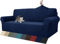 ZNSAYOTX 1 Piece Jacquard Couch Covers for 3 Cushion Couch High Stretch Sofa Cover for Pets Dogs Anti Slip Extra Large Sofa Slipcovers Furniture Protector (XL Sofa, Navy Blue) by ZNSAYOTX