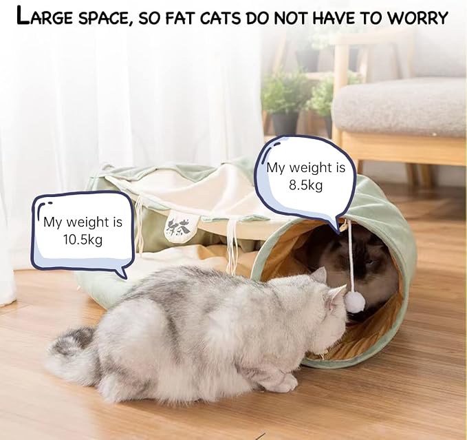 LEFTSTARER 2-in-1 Collapsible Cat Tunnel for Indoor Bed and Hideout - Pet Dog Rabbit Bunny Ferret Tunnel Tubes Toys with Removable Washable Mat, Tower Wheel Stuff - Image 2