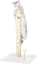 ANWA 32" Tall Sisal Cat Scratching Posts Tree for Indoor Cats Adults, White | Sisal Cat Scratcher, Small Space, Cat Post with Dangling Plush Toys for Indoor Cats, 15.7" Stable Base, Cat Furniture by ANWA