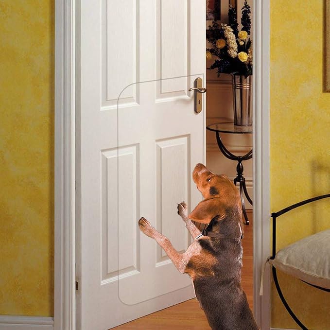 In hand Clear Pet Door Scratch Protector Shield Protect Your Furniture, Heavy Duty Deluxe Flexible Door Guard Cover by Inhand