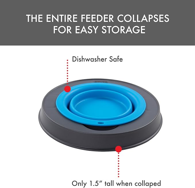 Dexas Pets Elevated Pet Feeder, Large, 4 Cup Capacity, Pro Blue, Raised Pet Food and Water Bowl - Image 4