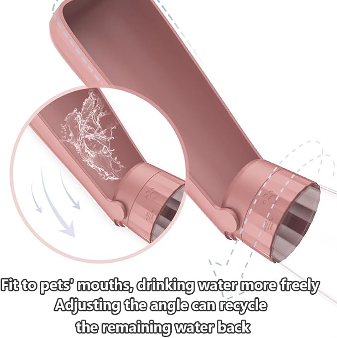 Portable Dog Water Bottle, 19 OZ Pet Travel Water Dispenser Pink | for Puppy Cat Walking Hiking Camping, Pet Travel Leak proof Water Bottle Bowl Small Medium Large Dogs Puppy Water Dispenser - Image 5
