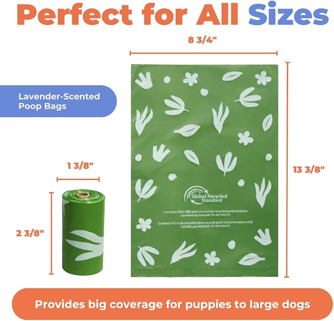 Best Pet Supplies GRS Poop Bags for Dogs - 600 Count, Green, | Unscented, 50% Post-Consumer Recycled Plastic, Leak-proof, Easy-Tear perforations, Thick Bags, Fits Standard Holders - Image 5