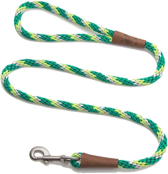 Mendota Pet Snap Leash - British-Style Braided Dog Lead, Made in The USA - Ivy, 3/8 in x 6 ft - for Small/Medium Breeds by MendotaPet