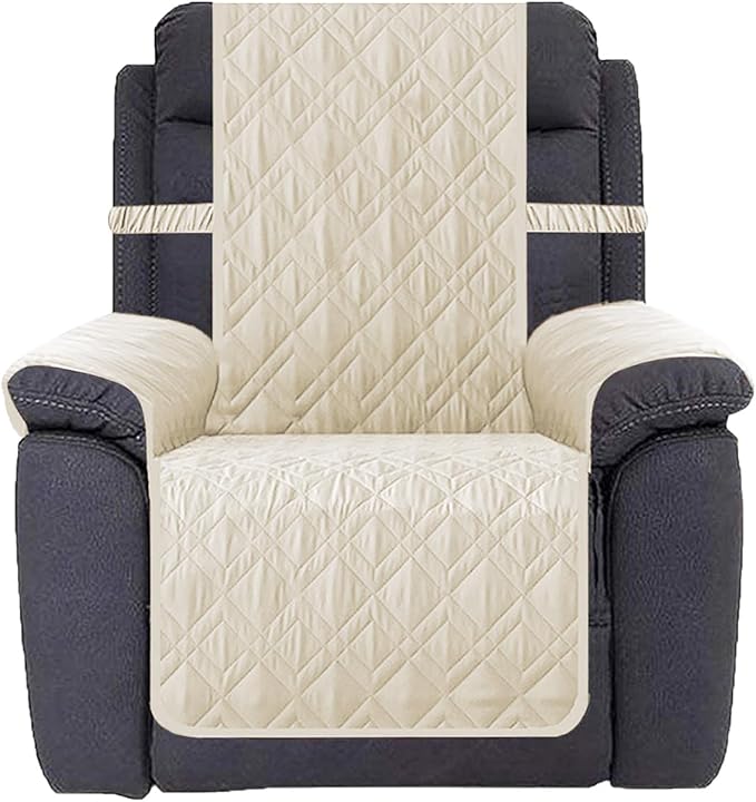 Ameritex Waterproof Nonslip Recliner Cover Stay in Place, Dog Chair Cover Furniture Protector, Ideal Recliner Slipcovers for Pets and Kids (Ivory, 30") by Ameritex