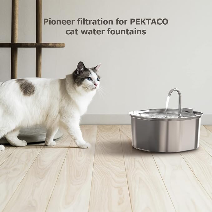 PEKTACO Cat Water Fountain Replacement Filters for 3.2L/108oz, 9 Pack | Pre-filter sponges, activated carbon, ion exchange resin, non-woven fabric, captures hair and debris, reduces odors and dirt - Image 8