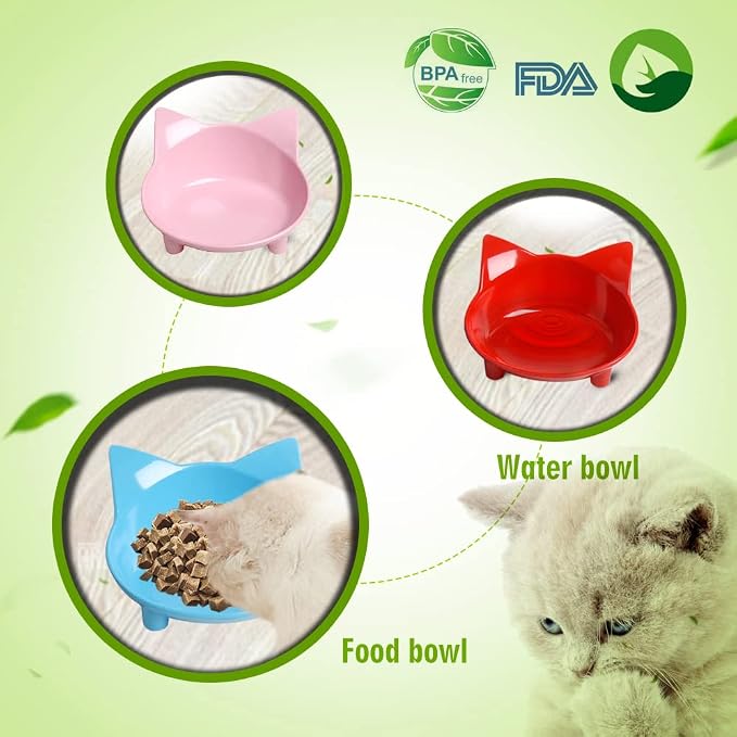 Cat Food Bowls 3 Pack Non-Slip Shallow Wide Whisker Friendly for Indoor Pet | 3 Pack Food Grade Safe Feeding Dishes for Kittens, Puppies & Rabbits, Easy Clean, Relieves Whisker Fatigue for Food & Water - Image 2
