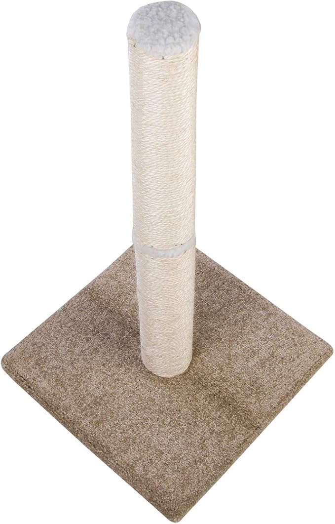 Cat Scratching Post Carpet, Tall Big Sisal Rope Cat Scratch Pole for Cats and Kittens, Stable Carpeted Heavy Base (Beige/Yellow) - Image 4