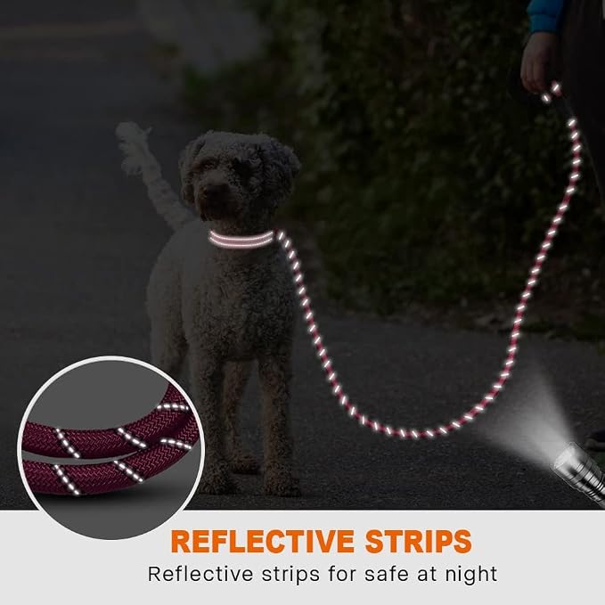Taglory Rope Dog Leash for Small Medium Dogs, 5 FT Padded Handle, Hotpink | Made of Climbing Rope, Reflective for Night Walks and Training, Comfortable Grip, Anti-tangle Swivel Clip, 3/8 inch - Image 5