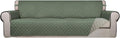 PureFit Reversible Quilted Couch Covers for Dogs Sofa Cover 4 Seater 88" | Greyish Green/Beige, Water Resistant Couch Protector, Washable Pet Couch Cover with Non Slip and Elastic Straps For Kids by PureFit