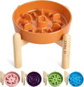 LE TAUCI Ceramic Slow Feed Dog Bowls, Elevated, Anti-Gulping, Non-Slip, 6 inch, Orange by LETAUCI