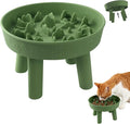 Silicone Slow Feeder Cat Bowl with Detachable Stand, Green | Elevated Cat Bowls for Dry and Wet Food, Non-Slip Puzzle Food Bowl for Puppies & Cats, Digestion Anti Vomit by Bartuke