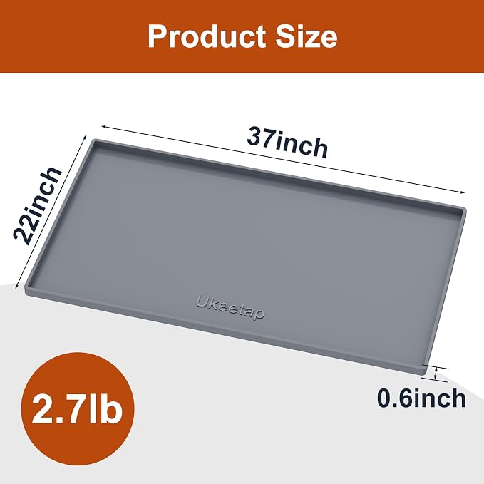 ukeetap 37" x 22" Extra Thick Silicone Mat Waterproof with Raised Edge, Under Sink Mat for Kitchen & Bathroom, Kitchen Cabinet Liner, Multi-Purpose for Storage & Protection, Gray - Image 7