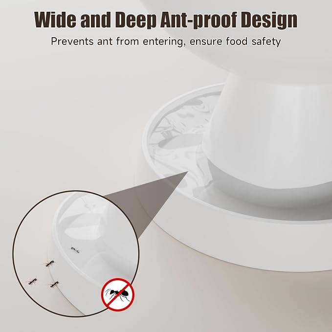 Raised Cat Food Bowl, Ceramic 15° Tilted Cat Bowl(White) | Ant-Proof Design, for Whisker & Neck Fatigue, Protect Pet's Spine, Titled Anti-Vomiting Cat Dish, All Life Stage - Image 2