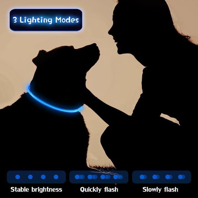 Weewooday 3 Pcs Light up Dog Collars USB Rechargeable LED | USB Waterproof Glow Collar, Adjustable Lighted Necklace for Night Walking, Fits Large Medium Small Dogs, High Visibility - Image 6