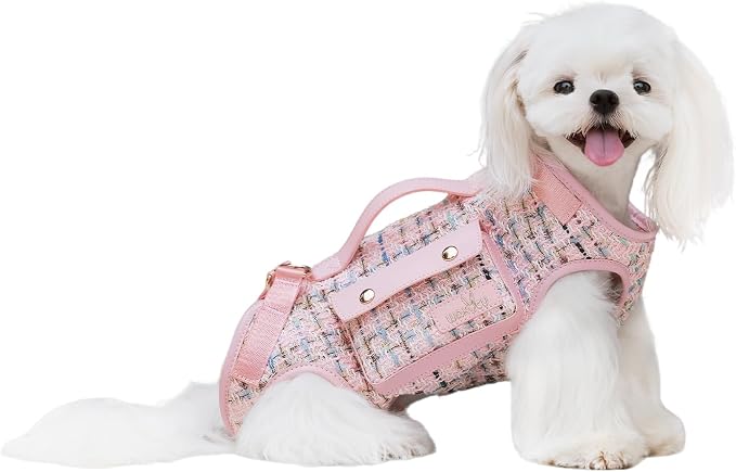 Wakytu Dog Lift Harness Dog Carrier Sling for Small Dogs & Cats,M | stylish puppy sling carrier with handle & pocket,adjustable leash,walking & travel by Petshome