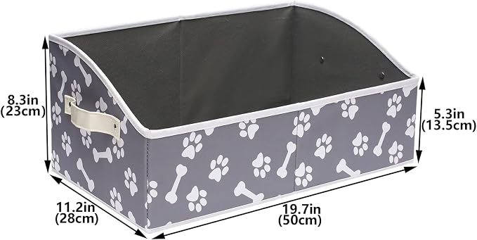 Morezi Linen-cotton blend dog toy basket and dog toy box, dog toy basket storage - Perfect for organizing pet toys, blankets, leashes, chew toys - Bone Paw - Image 7