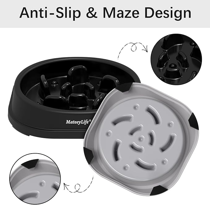 MateeyLife 2-Pack Slow Feeder Dog Bowls, 1 Cup, Dog Puzzle Feeder Bowl | Food-contact safe, dishwasher safe, non-slip base, maze design, for fast eaters, for dogs and cats, daily mealtimes - Image 4