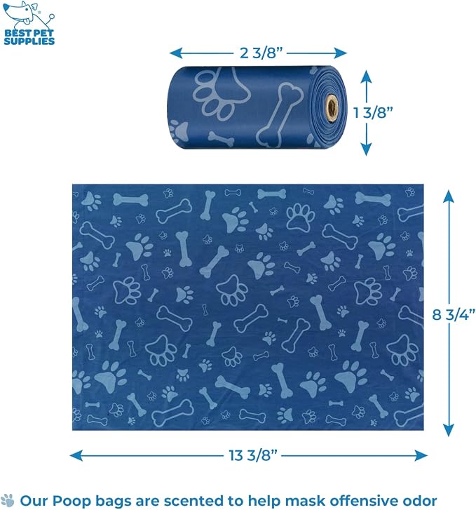 Best Pet Supplies Dog Poop Bag Holder Leash Attachment with Reusable Dispenser for Travel, Walking, Park, and Outdoor Use, Durable with Clip-On - Royal Blue, Pack of 2, Plastic Dispenser w/30 Bags - Image 4