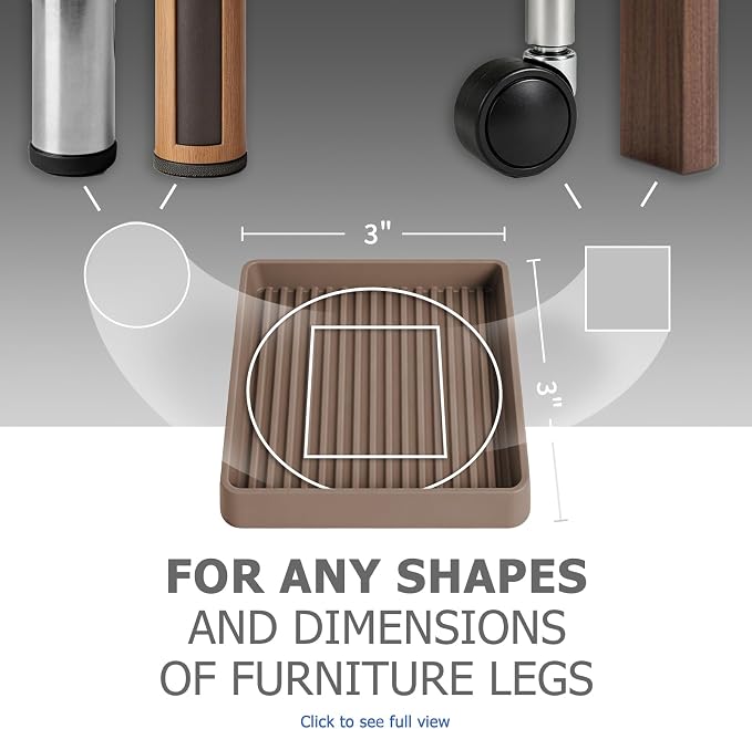 Yelanon Non Slip Furniture Pads for Hardwood Floors -8 Pcs 3” Furniture Coasters Cups, Anti Skid Furniture Grippers Rubber Feet, Floor Protectors for Furniture Bed Couch Stoppers - Image 3