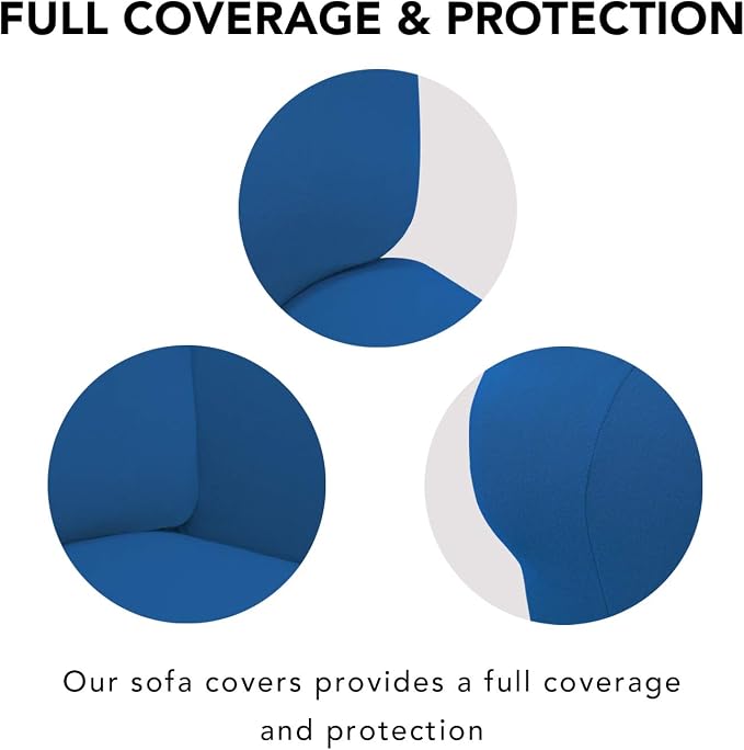 PureFit Stretch Oversized Couch Covers Fleece Sofa Slipcovers Classic Blue | 1-Piece Sofa Cover Washable Soft Couch Protector, Couch Slipcover with Non Skid Foam and Elastic Bottom for Kids, Dogs - Image 3