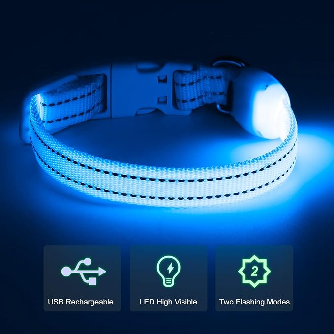 Light Up Dog Collar for Small Dogs, LED Dog Collar Rechargeable Safety Dog Lights, Fully Adjustable Glow in The Dark Dog Collar Light for Night Walking & Camping (X-Small, Blue) - Image 5
