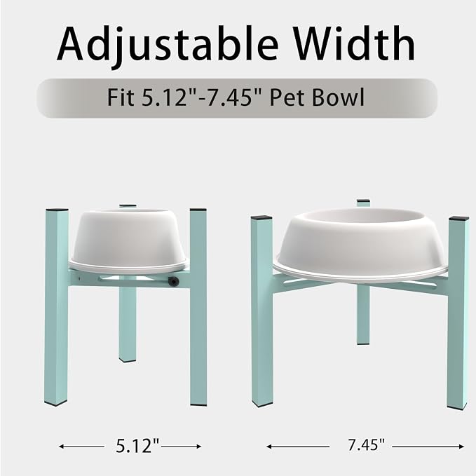Adjustable Metal Raised Cat Bowl Stand - Elevated Feeder Riser for Senior Cats, Flat-Faced Breeds & Multi-Pet Homes, Anti-Slip Design (Without Bowls) (Powder Blue) - Image 4