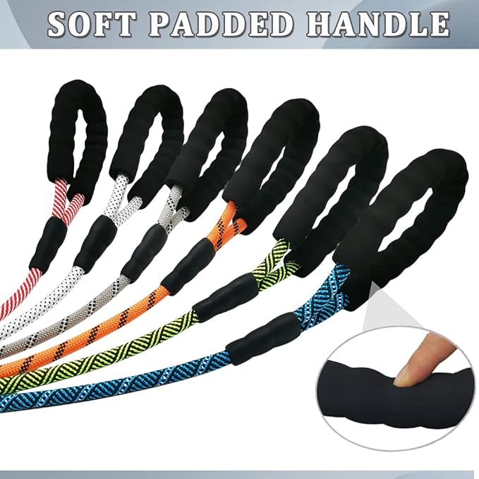 MayPaw Heavy Duty Rope Dog Leash, 3/6/8/10/12/15/20/30 FT Nylon Pet Leash, Soft Padded Handle Thick Lead Leashes for Large Medium Dogs (Blue Black, 1/2" * 12') - Image 3