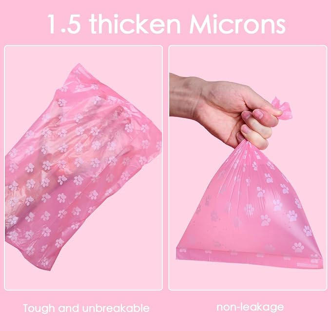 Poop Bags Rolls 256 Count - 9x13 Inches Pink Thickened Leakproof Lavender scent Poo Bags for Dogs, Eco-Friendly Pet Waste Bags for Walking, Home, Travel - Image 6