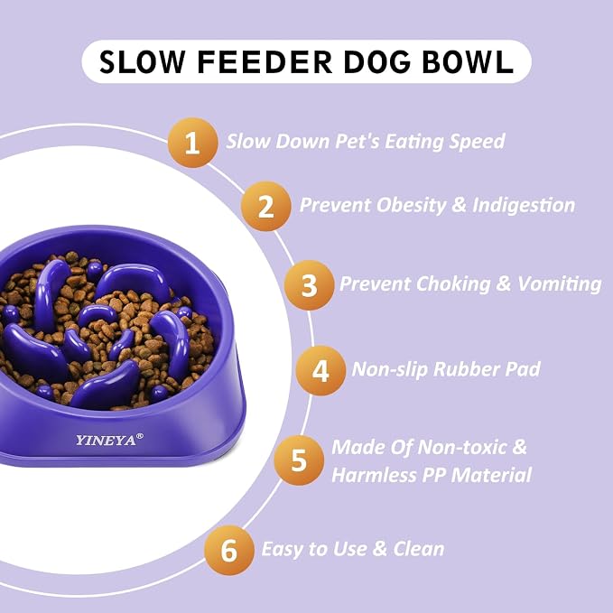 YINEYA Slow Feeder Dog Bowls, Pet Supplies That Slow Down Eating, Pet Food Bowls, Maze Dog Puzzle Feeder for Medium Breed | Dog Food Bowl Slow Down Eating Prevents Bloat, Promotes Healthy Digestion, Puzzle Feeder Interactive Makes Meal Time Fun - Image 2