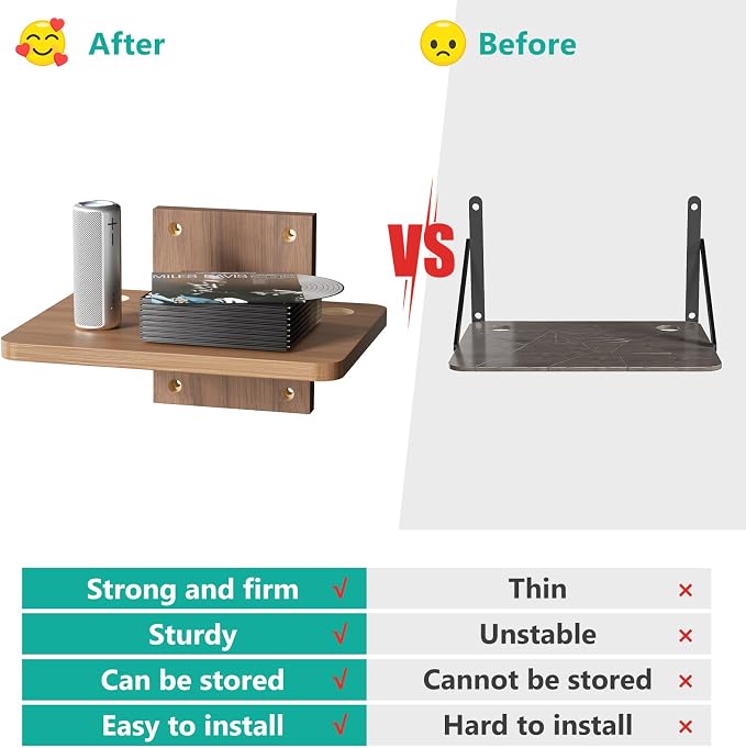 WALI Floating TV Shelf, 1 Tier Projector Shelf for DVD Players, Routers, Game Consoles, Cable Boxes, Living Room Decor Accessories, Wall Mount Shelves Holds Up to 22lbs (CS201N), 1-Shelf, Walnut Brown - Image 5