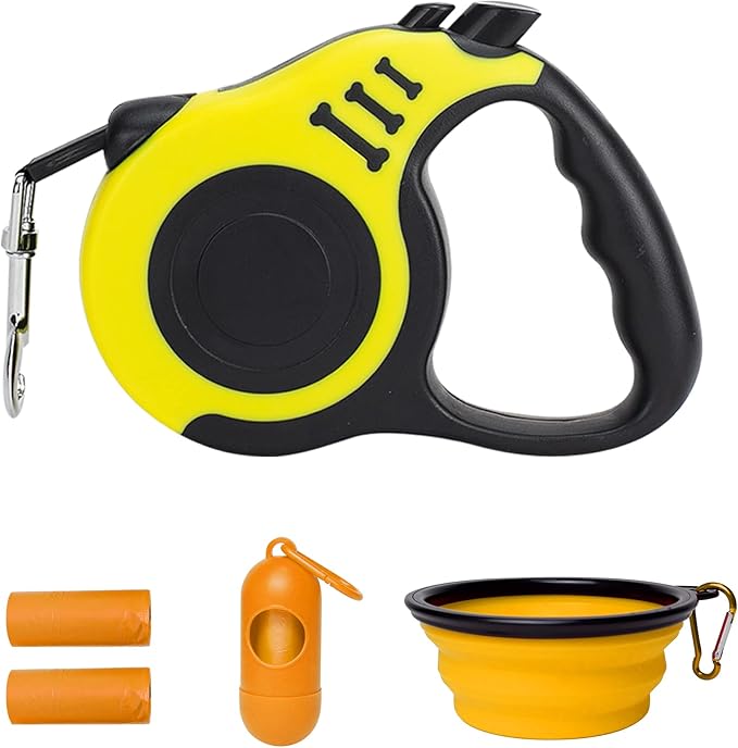 Retractable Dog Leash Automatic Telescopic Tractor Dog Tape | Pet Tape 10/16 FT Durable and Convenient, with Folding Bowl, Dispenser, Rubbish Bags, Suitable for Small and Medium Dogs by LIEVUIKEN