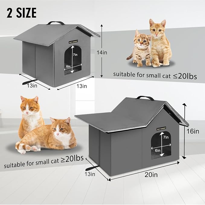 Outdoor Insulated Cat House for Feral Medium Cats Weatherproof | Indestructible windproof shelter with mat & clip, insulated waterproof design, fits stray & feral cats for winter outdoor use - Image 6