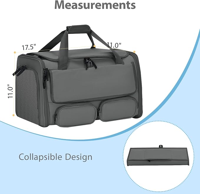 Cat Carrier for Pets up to 15 lbs, Soft-Sided Collapsible Pet Carrier | Upgraded Sturdy Base, Privacy Curtain and 2 Storage Bags Provide Comfort, Privacy and Convenience for Cats and Small Dogs - Image 8