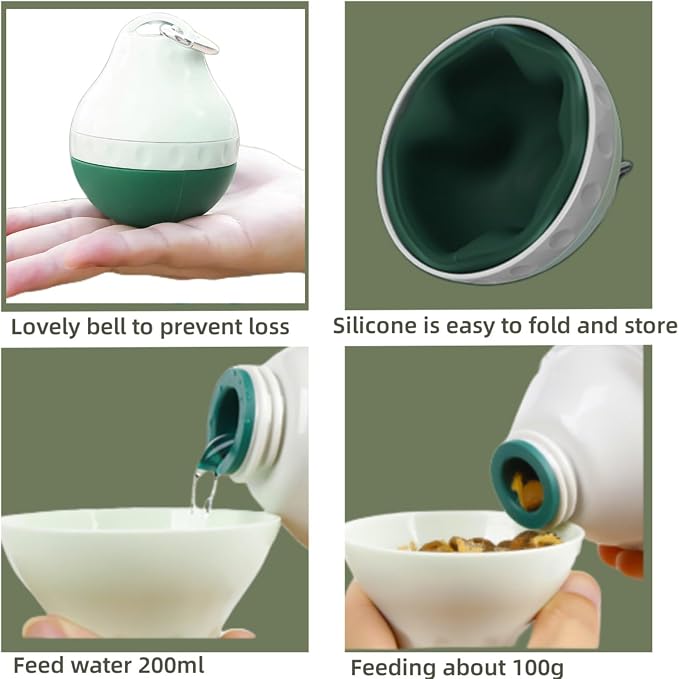 Dog Travel Water Bottle Detachable Bowl Leak Proof Portable ，Silicone Bottle Body，Collapsible and Suitable for Small Pets for Outdoor Walking, Hiking, Travel (Green2, 200ml2) - Image 5
