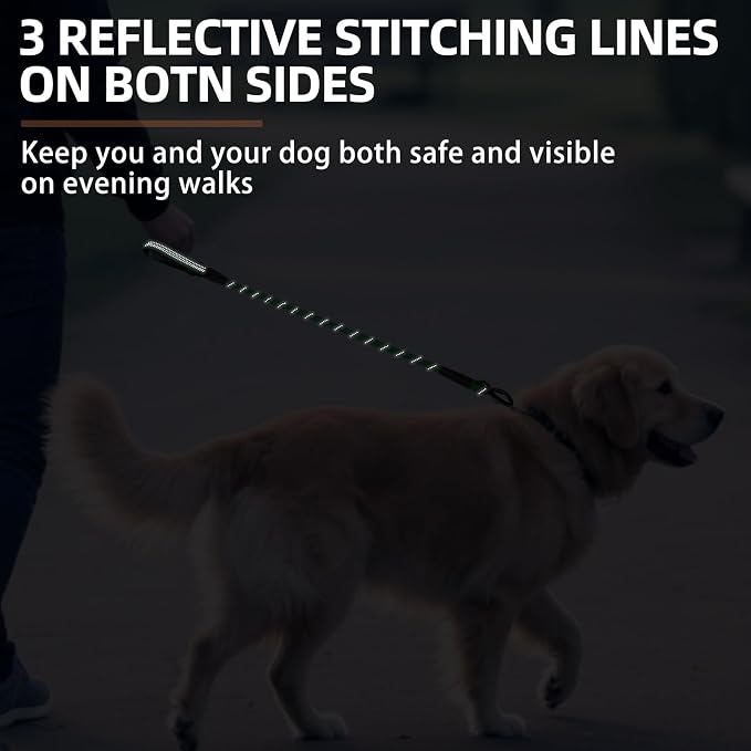 PUPTECK Reflective Short Dog Leashes 3 Pack for Walking and Training | Heavy Duty Clip with Soft Padded Handle for Medium Large Dogs Traffic Control - Image 7