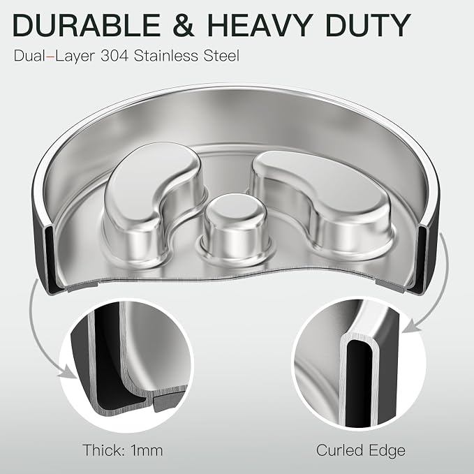 Feedoo Slow Feeder Dog Bowl-1Cup for Small Puppy, Double-Layer 304 Stainless Steel Puzzle Bowl, Anti-Choking for Fast Eaters, Non-Slip Base, Dishwasher Safe [2Pack] - Image 5