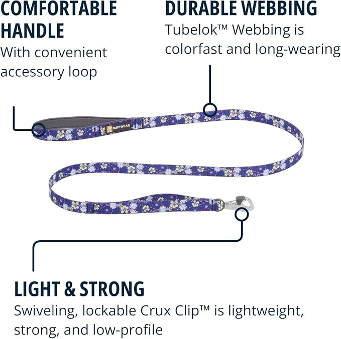 Ruffwear, Front Range Dog Leash, 5 ft Lead, Wildflower | Light & Strong Lockable Swivel Crux Clip, Padded Handle, Durable Webbing, Traffic Handle & Accessory Loop for Everyday Walks - Image 3