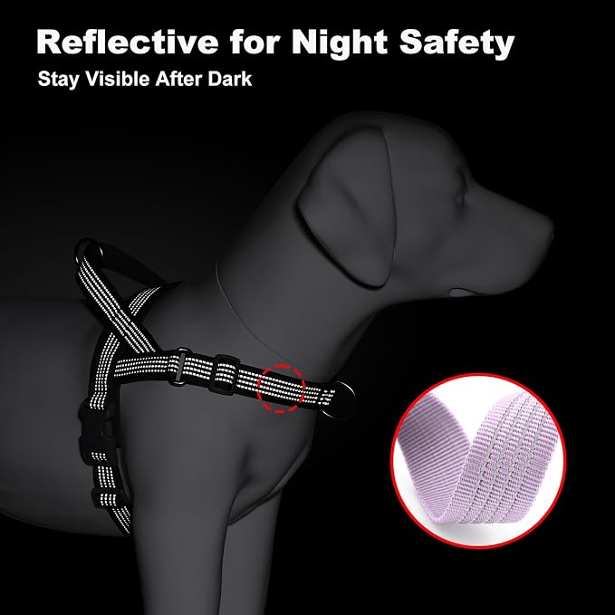 No Pull Dog Harness with Handle, Adjustable Soft Mesh Padded Vest | Reflective Walking Harness with Front Clip for Small Medium Large Dogs, Quick Fit No Escape for Training, Purple, S - Image 7