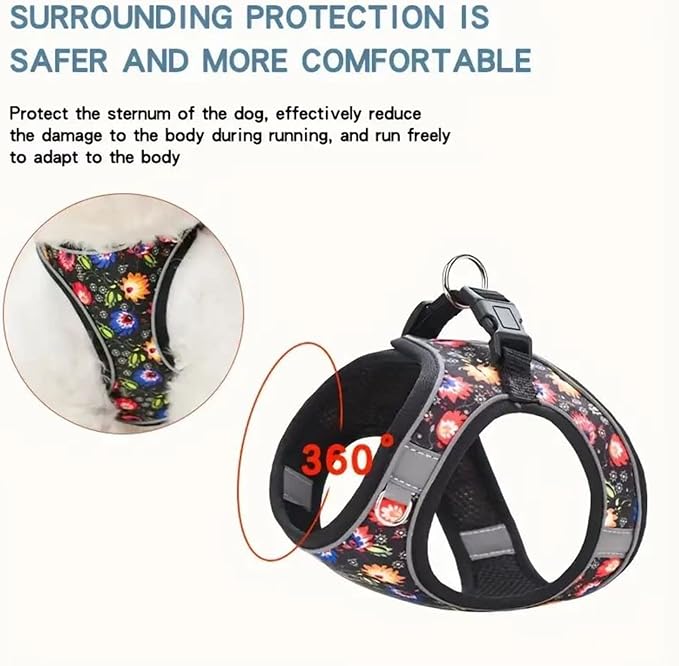 Step in Dog Harness No Pull Flower Adjustable Soft Mesh Harness | Reflective Pet Vest Harness and Leash Set for Small Medium Dogs - Image 5