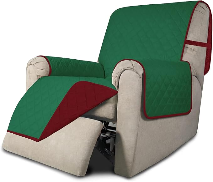 Easy-Going Reversible Couch Cover, Recliner 19 in, Green/Christmas Red | Machine Washable Slipcover For Dogs, Water Resistant Furniture Mat For Living Room, Non-Slip Sofa Cover, Pet Friendly by Easy-Going