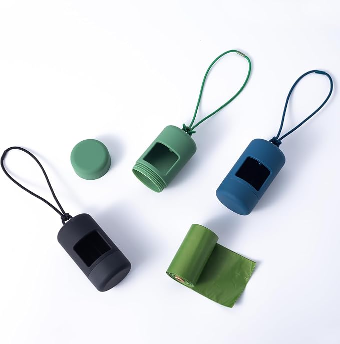 SLSON 3Pack Dog Poop Bag Holder for Leash Lightweight Pet Waste Bag Dispenser with Leash Attachment Portable Plastic Doggie Poop Bag Dispensers,Blue Green Black - Image 4